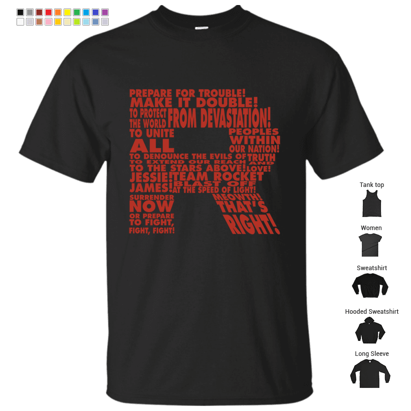 Team Rocket R Typography T-Shirt