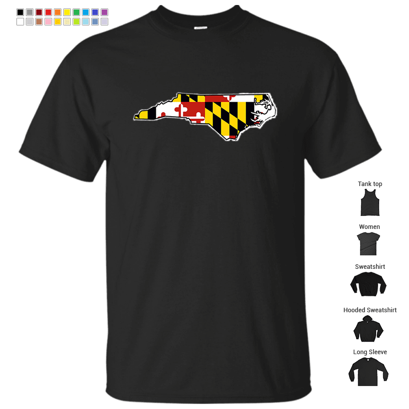 Maryland flag North Carolina outline T-Shirt